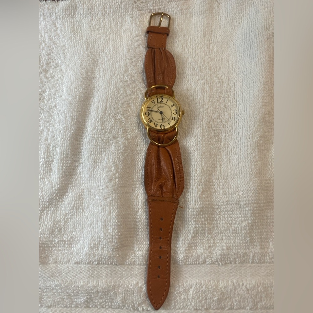 Sutton Women’s Watch – Gold-Tone w/ Brown Leather Strap
